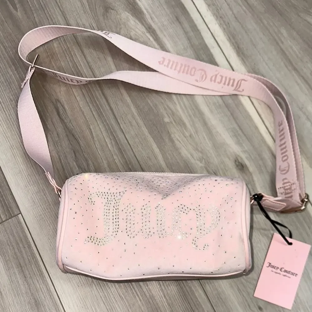 Juicy couture let it shine rhinestone barrel role bag pink